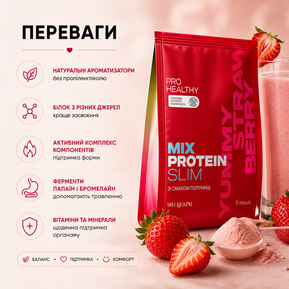 MIX PROTEIN SLIM YUMMУ Strawberry 11798 фото