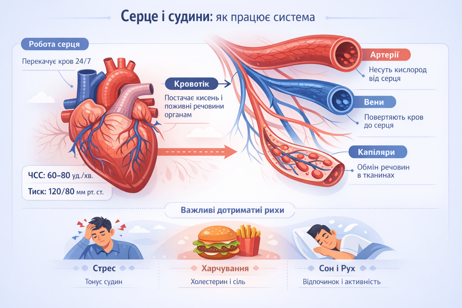 Серце і судини — схема/інфографіка